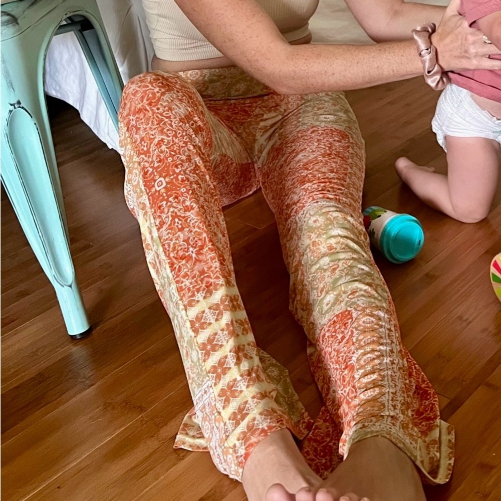 Women's Orange Patterned Flared Pants - image 3